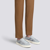 Men's grey woven suede Double Buckle Sneaker - Santoni - 2
