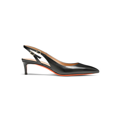 Slingback tacco medio da donna in pelle nera - Santoni - 1