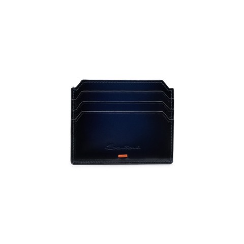 Blue leather credit card holder - Santoni - 1