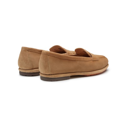 Women's beige suede Carla penny loafer - Santoni - 4