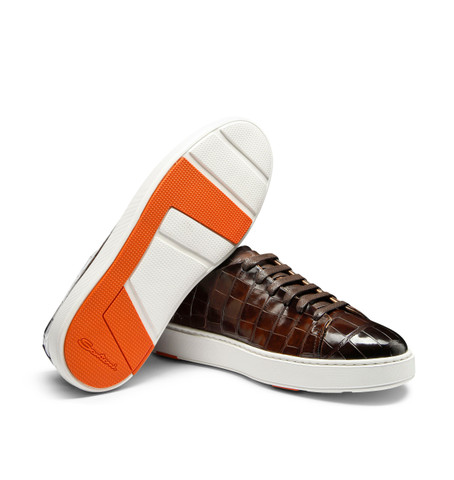Sneaker en alligator brun foncé pour homme - Santoni - 3