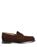 Women&rsquo;s dark brown suede penny loafer - Santoni - 2