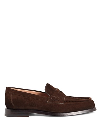 Women&rsquo;s dark brown suede penny loafer - Santoni - 2