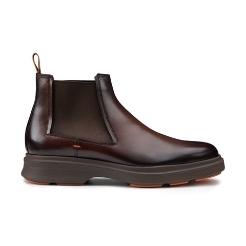 Men's dark brown leather Easy Nova ankle boot - Santoni - 1