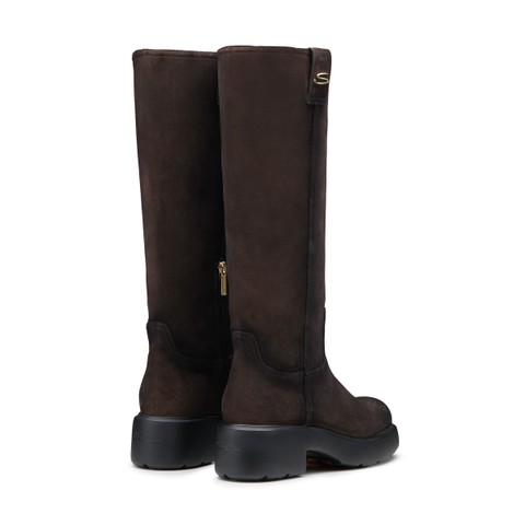 Women's dark brown suede Easy boot - Santoni - 2