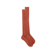 Brown Filo di Scozia mercerised cotton high socks - Santoni - 1