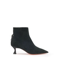 Women's black suede mid-heel ankle boot - Santoni - 1