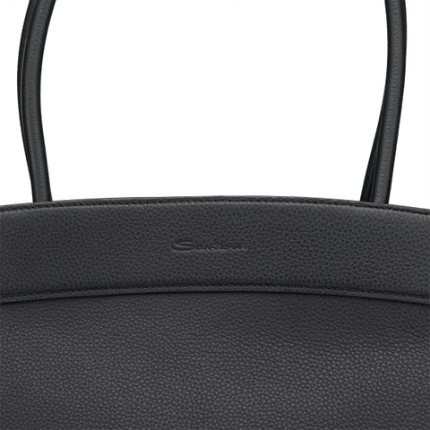 Borsa a spalla in pelle bottalata nera - Santoni - 5