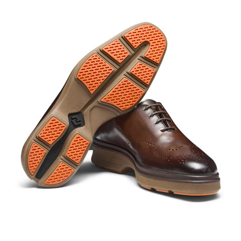 Men's dark brown leather Easy Nova brogue Oxford shoe - Santoni - 4