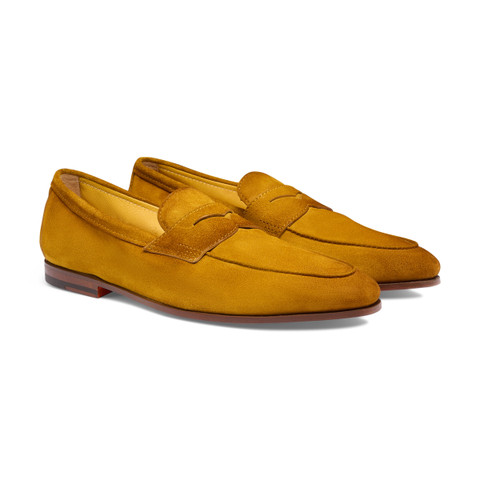 Men's yellow suede Carlo penny loafer - Santoni - 3