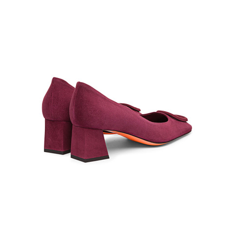 Women's burgundy suede mid-heel pump - Santoni - 5