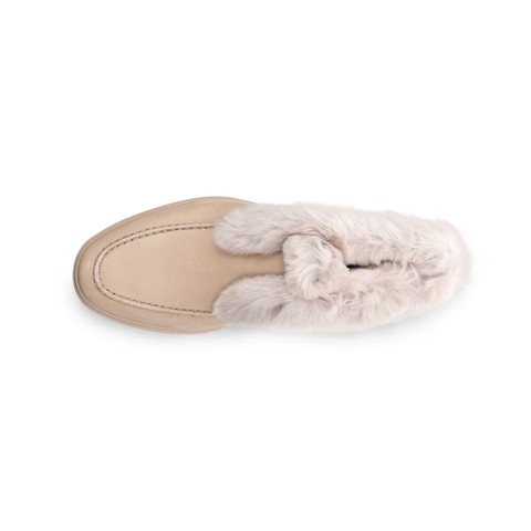 Women's dove grey suede desert boot with fur - Santoni - 4