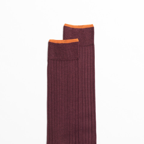 Burgundy Filo di Scozia mercerised cotton crew socks - Santoni - 3
