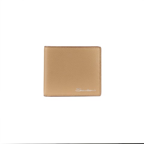 Beige tumbled leather wallet - Santoni - 1