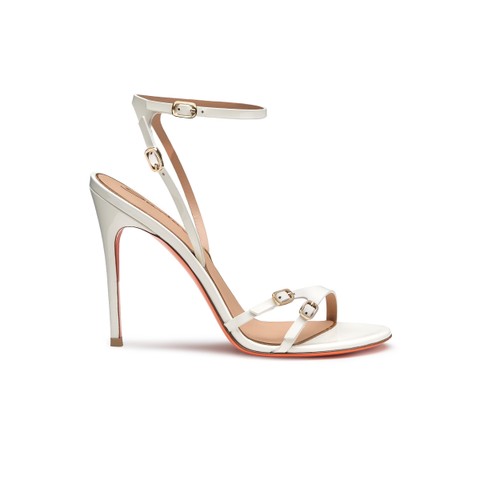 Women's white leather high-heel sandal - Santoni - 1