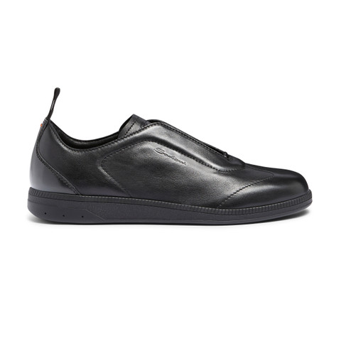 Men's black leather sneaker - Santoni - 1