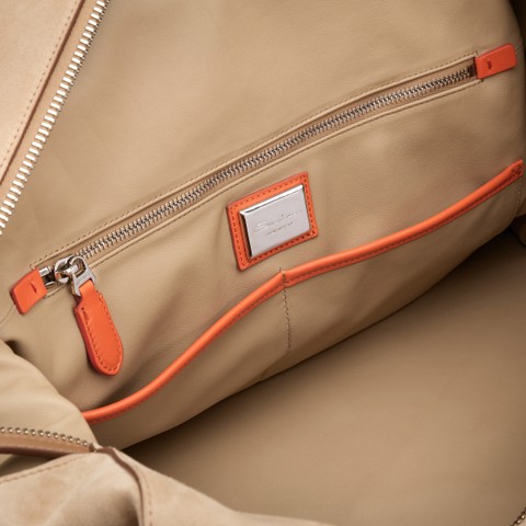 Beige suede and leather weekend bag - Santoni - 4