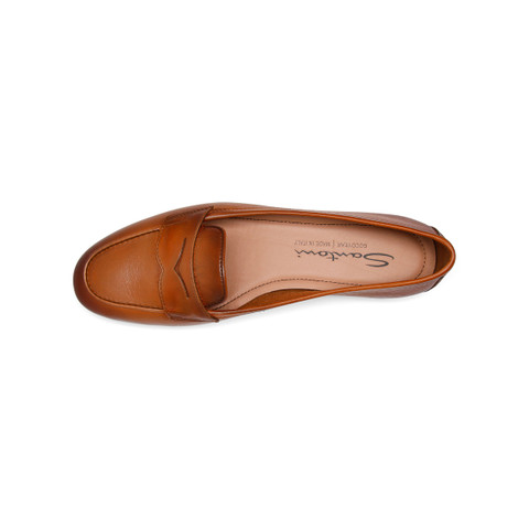 Women's light brown leather Carla loafer - Santoni - 5