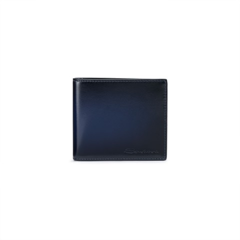 Portefeuille en cuir bleu - Santoni - 1