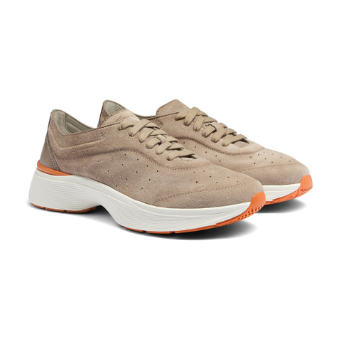 Men's beige suede and leather Easy Bounce sneaker - Santoni - 3