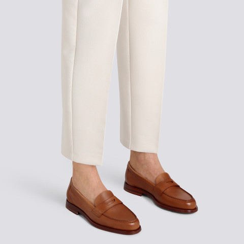 Mocassin en cuir marron clair pour femme - Santoni - 2