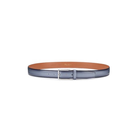 Light blue leather adjustable belt - Santoni - 3