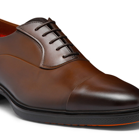 Men's dark brown leather Easy lace-up - Santoni - 6