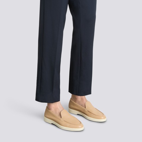 Women's beige leather loafer - Santoni - 2