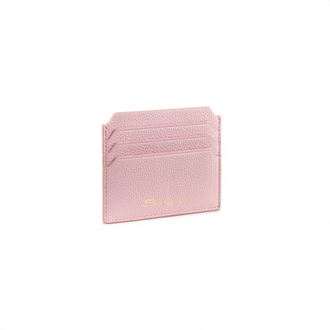 Pink tumbled leather credit card holder - Santoni - 2