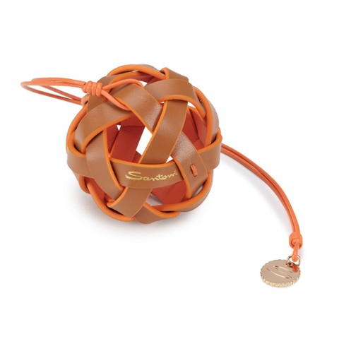 Brown woven leather sphere charm - Santoni - 3