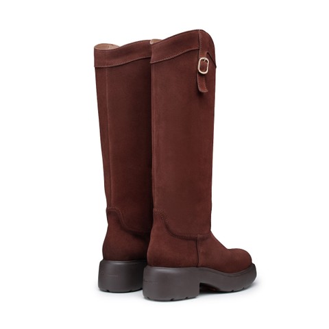 Women's dark brown suede Easy boot - Santoni - 2