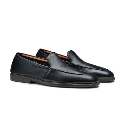 Men's black leather loafer - Santoni - 2