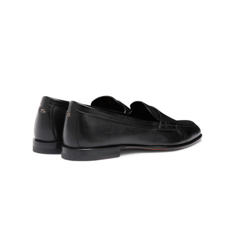 Women’s black leather penny loafer - Santoni - 4