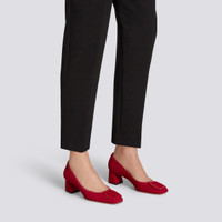 Women's red suede mid-heel pump - Santoni - 2