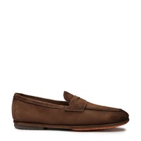 Men's brown suede Carlo penny loafer - Santoni - 1
