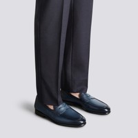 Men's blue leather Carlo penny loafer - Santoni - 2