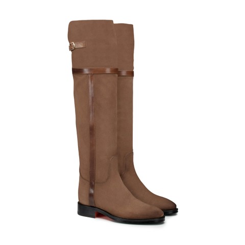 Women's beige suede boot - Santoni - 4