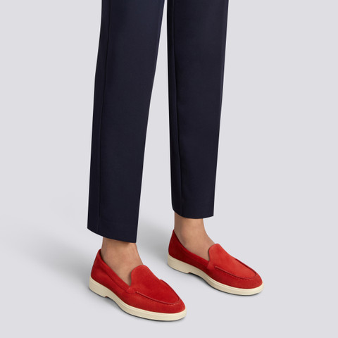 Mocassino da donna in suede rosso - Santoni - 2