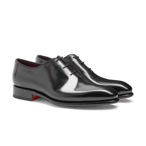 Men's polished black leather Oxford shoe - Santoni - 3