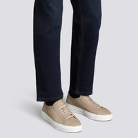 Men's beige tumbled leather Double Buckle Sneaker - Santoni - 2