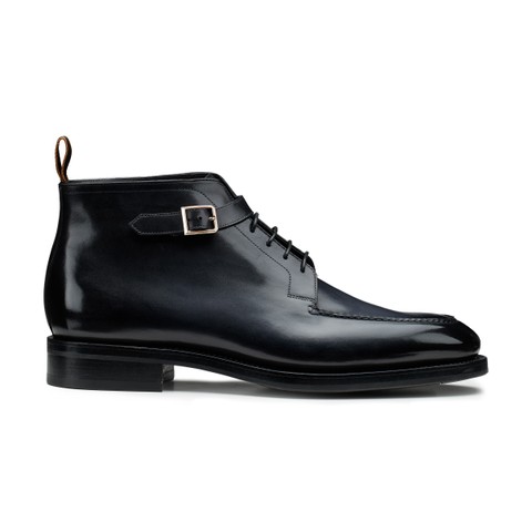 Men's grey leather ankle boot - Santoni - 1