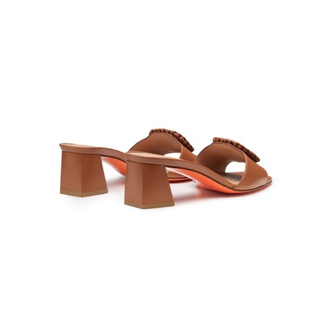 Women's brown leather mid-heel sandal - Santoni - 3