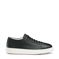 Men's blue tumbled leather sneaker - Santoni - 1
