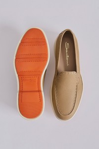 Women's beige leather loafer - Santoni - editorial