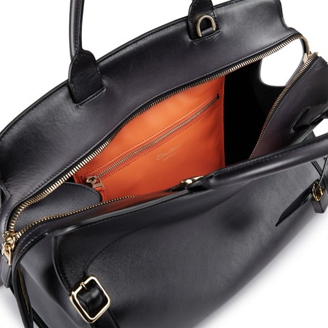 Sac &agrave; main en cuir gris - Santoni - 3