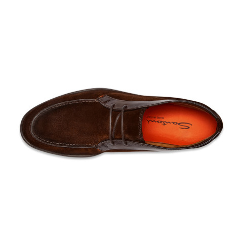 Men's dark brown suede and leather desert boot - Santoni - 5