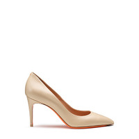 Women's beige leather high-heel pump - Santoni - 1