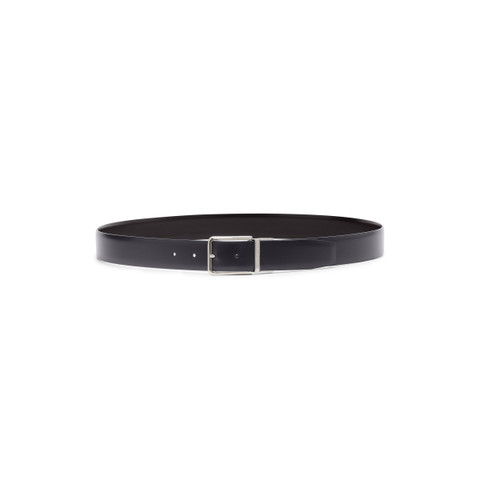 Reversible and adjustable black and dark brown leather belt - Santoni - 4