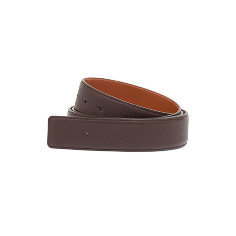 Dark brown tumbled leather belt strap - Santoni - 1