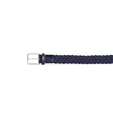 Blauer G&uuml;rtel aus geflochtenem Wildleder - Santoni - 3